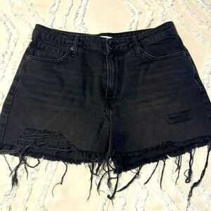 Black Ripped Jean Shorts